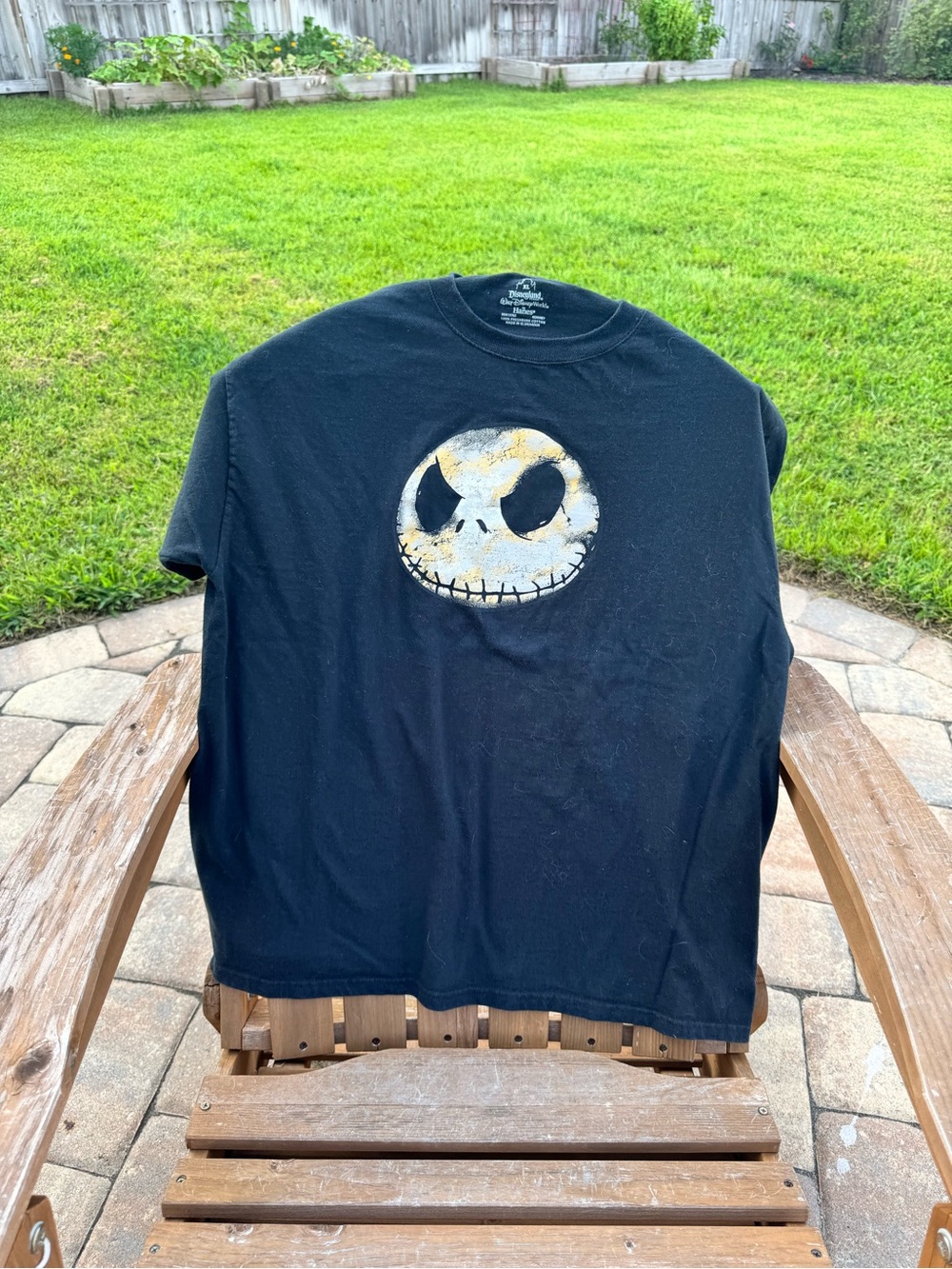 Disney Black Short-Sleeve Tee with White Distressed Jack Skellington Face